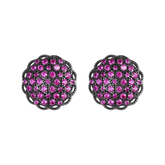 Hot sale purple crystal sparkling round earrings Supplier