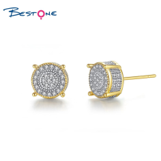 Micro-Paved Grade Cubic Zirconia Brass Stud Earrings Exporter