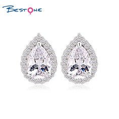 Hight Quality Teardrop Cubic Zirconia Brass Stud Earrings Supplier