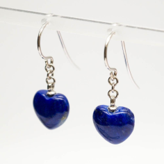 Sterling Silver 925 Gemstone Lapis Lazuli Heart Dangle Earrings Supplier