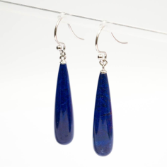 Sterling Silver 925 Gemstone Lapis Lazuli Teardrop Dangle Earrings Supplier