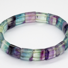 Wholesale Natural Colorful Green Fluorite Square Facet Bracelet