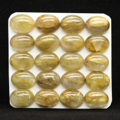 High Quality Calibrated Oval Shape Gold Rutilated Quartz Cabochon Exporter