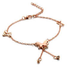 Elegant Rose Gold Butterfly Pendant Anklet For Women Foot Jewelry Exporter