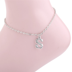 S Letter Pendant Anklet For Women Foot Jewelry Exporter