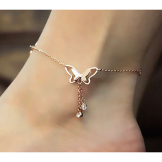 New latest design hollow butterfly crystal tassel chain jewelry anklet Exporter