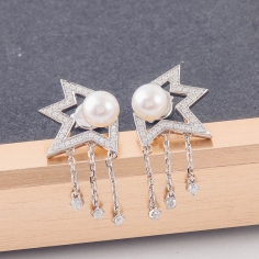 Pearl Stud Earrings Diamond Pearl Wedding Earrings Supplier