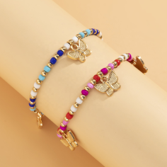 Wholesale Elastic stretchy bracelet women thread anklet foot jewelry set