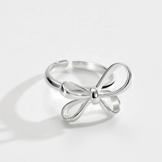 Chic Elegant Butterfly Knot Charm 925 Sterling Silver Rings Exporter