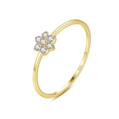 Flower Charm 14K Gold Plated 925 Silver Rings Exporter
