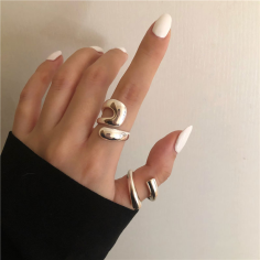 Minimalist Irregular Silver Open Cuff Finger Ring Exporter