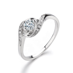 925 Sterling Silver 18K Real Gold Filled Wave Hug Bling Diamond Ring Exporter