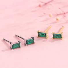 S925 green zircon charm silver gold non tarnish earrings Exporter