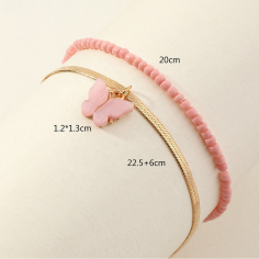 2pcs one set seed beads beaded herringbone chain gold anklet Exporter