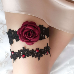 Wholesale Red Rose Flower Charm Thigh Band Chain Sexy Rhinestone Leg Chain