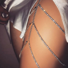 Elastic Stretch Rhinestone Silver Gold Body Leg Chain Jewelry Exporter