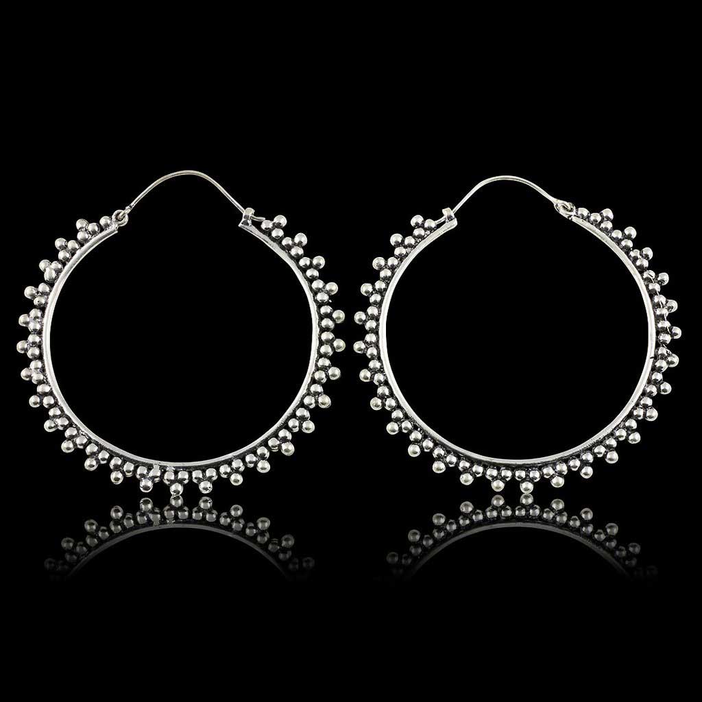 Large Sun Rays Mandala Earring In Fine Silver Jewelry Handmade Exporter