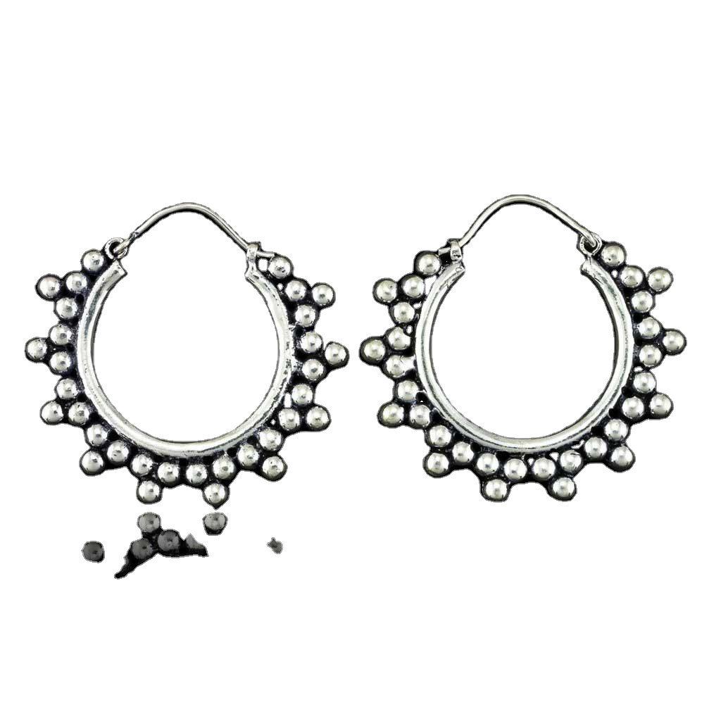 925 Sterling Silver Earrings In Small Sun Rays Mandala, Quality Mandala Exporter