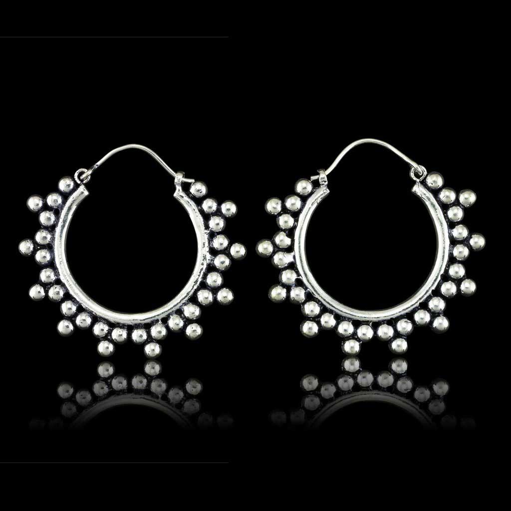 925 Sterling Silver Earrings In Small Sun Rays Mandala, Quality Mandala Exporter