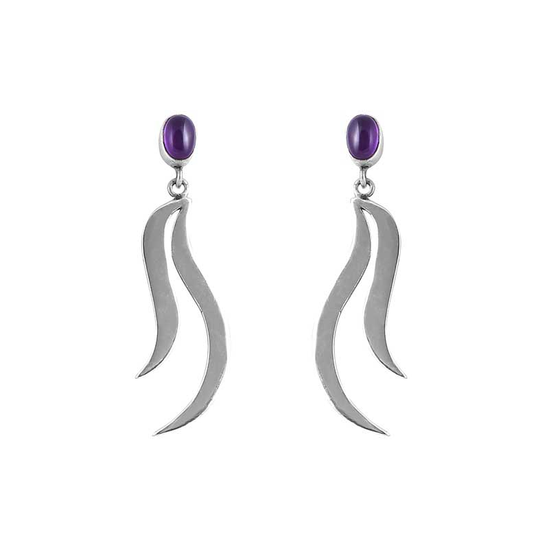 Light Weight Amethyst Gemstone Earring In Sterling Silver Jewelry Exporter