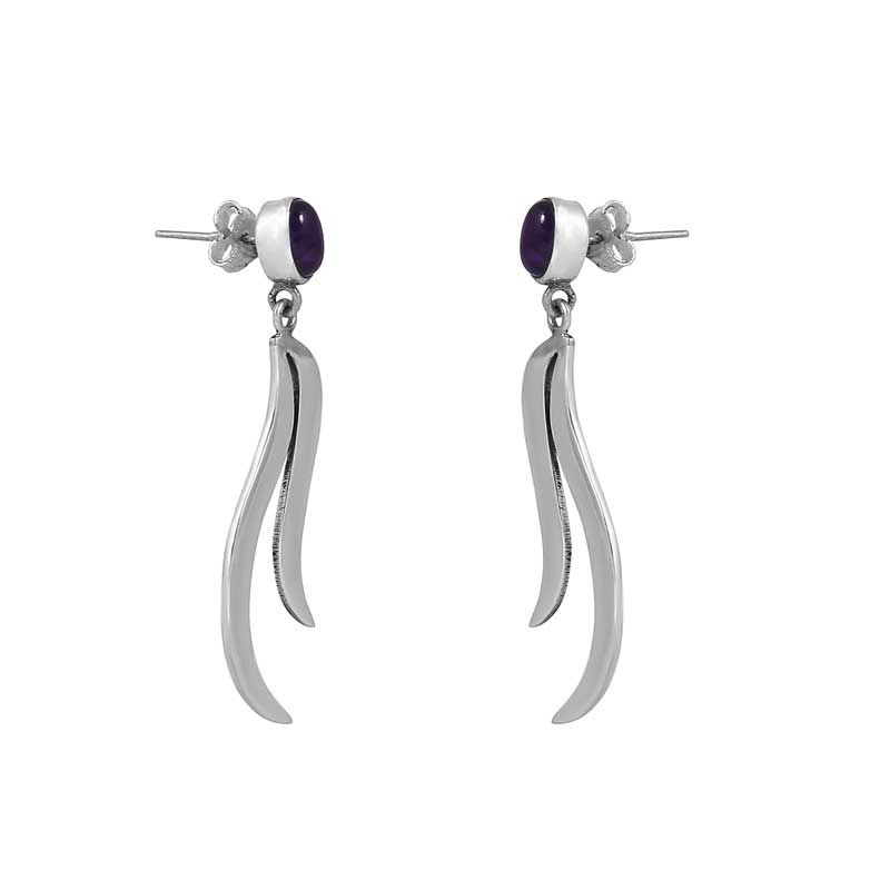 Light Weight Amethyst Gemstone Earring In Sterling Silver Jewelry Exporter