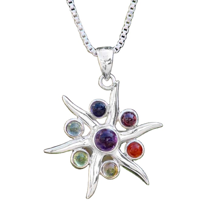 Wholesale 7 Chakra Meditation Pendant With Solid Silver Chakra Pendant