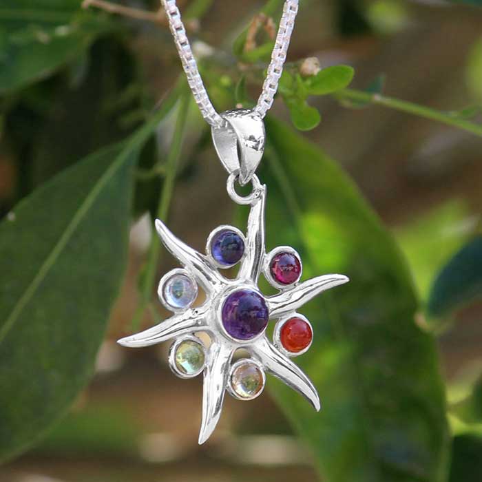 Wholesale 7 Chakra Meditation Pendant With Solid Silver Chakra Pendant