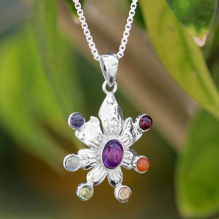 Wholesale Chakra Healing Stone Pendant, Selenite Seven Chakra, Chakra Pendant