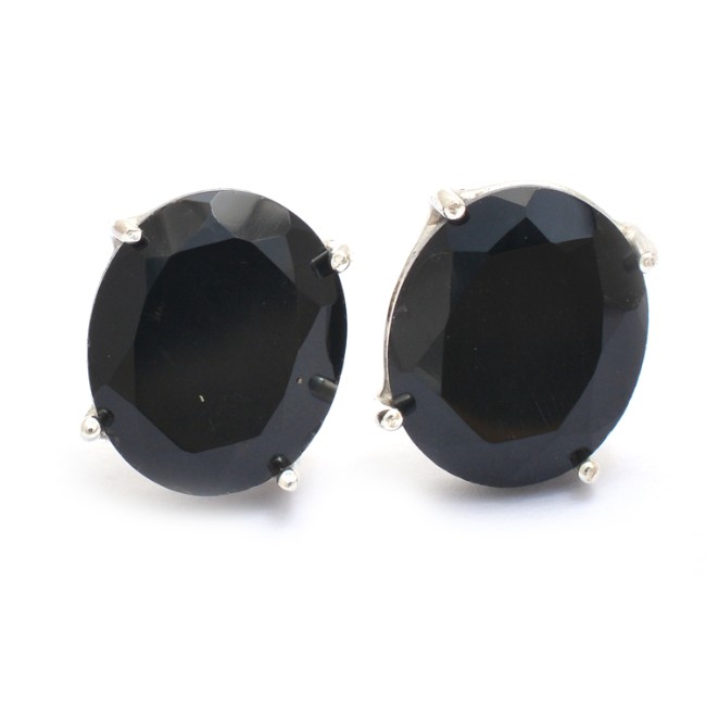 Black Onyx Faceted 925 Sterling Silver Stud Earrings jewelry Manufacturer