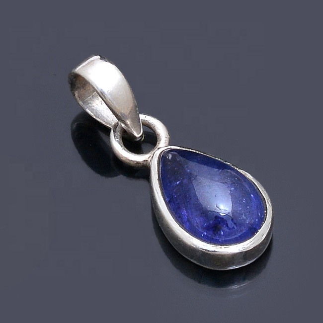 Pear Shape Tanzanite 925 Sterling Silver Pendant Natural Gemstone Exporter