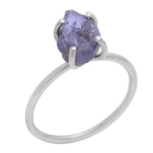 Rough Gemstone Iolite 925 Silver Ring Supplier