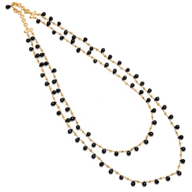 Sterling Silver Black Onyx Gemstone Drops Beads Gold Plated Supplier