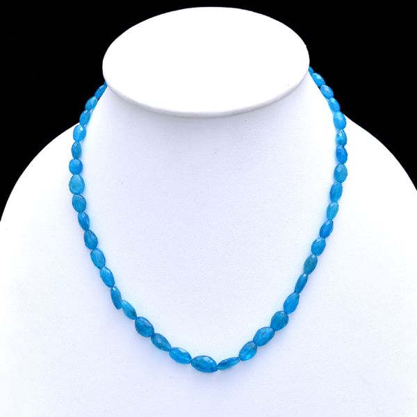 Real Neon Blue Apatite Gemstone Tumble Beads Necklace Supplier