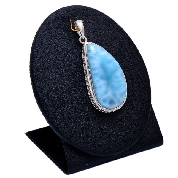 Blue Larimar Pendant 925 Sterling Silver Dominican Natural Gemstone Exporter