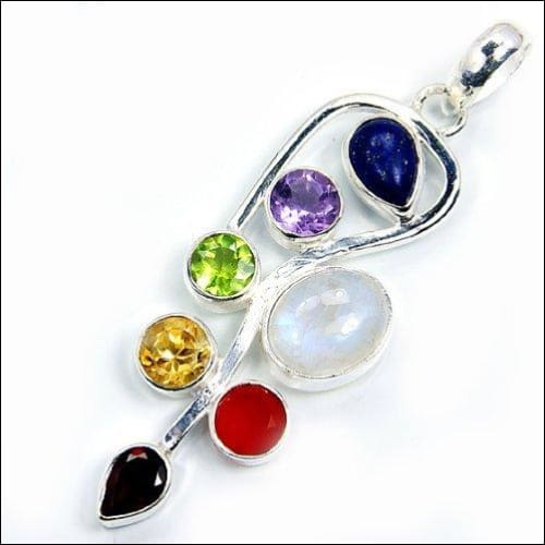 Multi Gemstone Silver Pendant Exporter