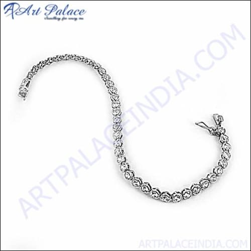 Charm Design Cubic Zirconia Gemstone Silver Bracelet Exporter