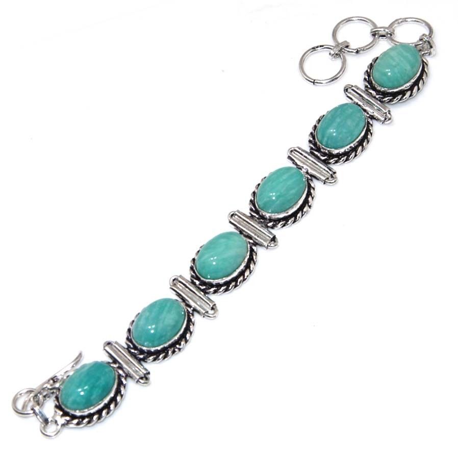 Amazonite Shell 925 Silver Chain Bracelet Gemstone Exporter