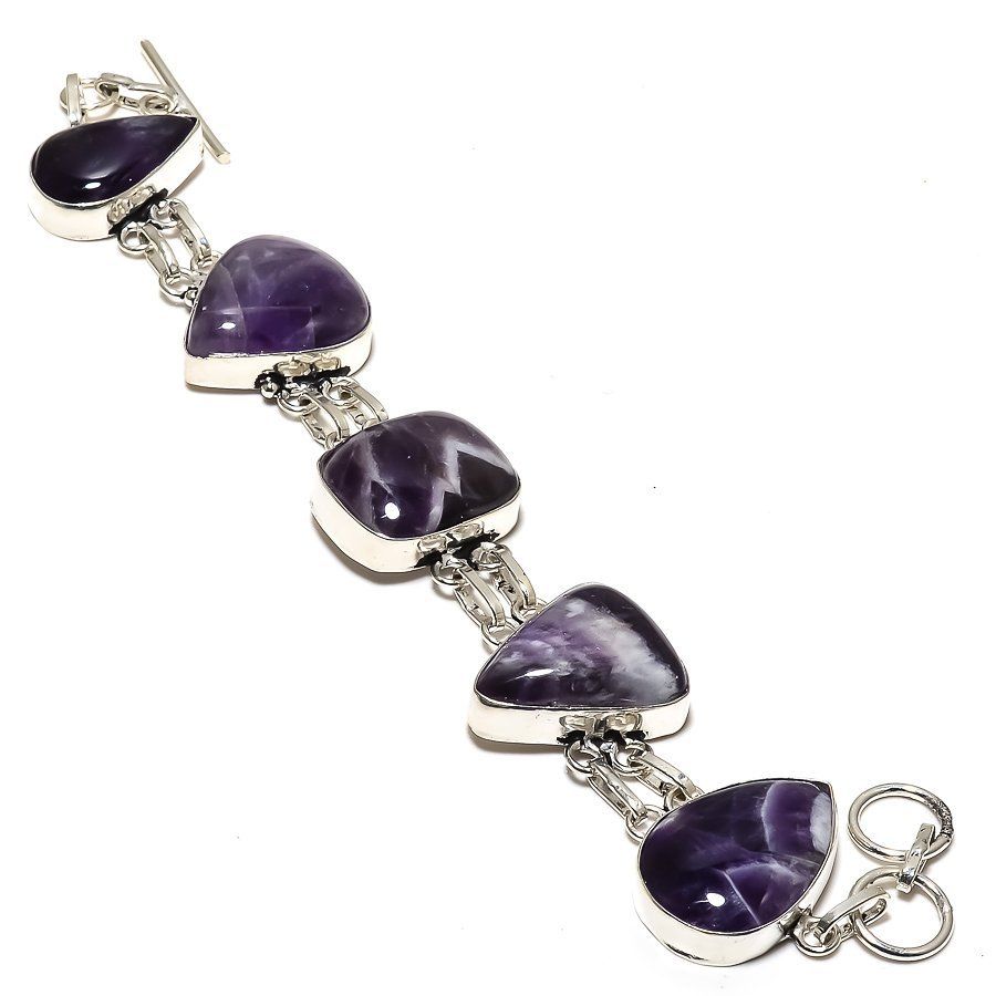 Tempting Chevron Amethyst Gemstone 925 Sterling Silver Jewelry Bracelet Exporter