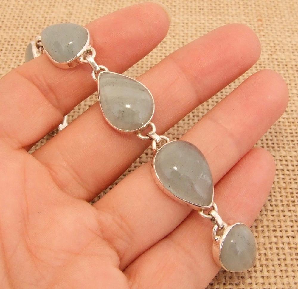 Aquamarine Gemstone 925 Silver Bracelet Indian Jewellery Manufacturer