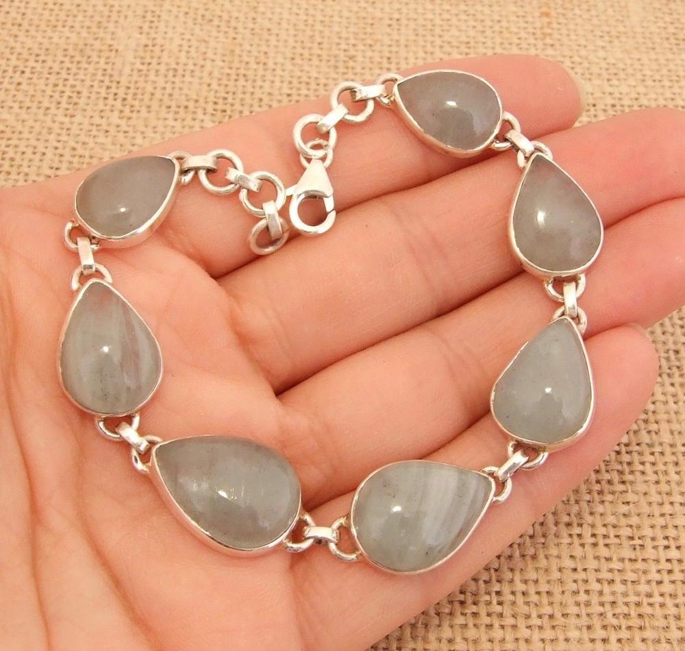 Aquamarine Gemstone 925 Silver Bracelet Indian Jewellery Manufacturer