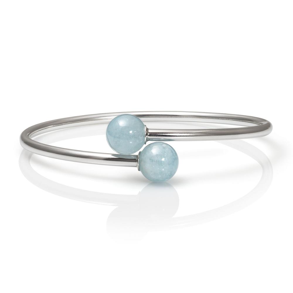 Milky Aquamarine Flex Cuff Sterling Silver Bracelet Exporter