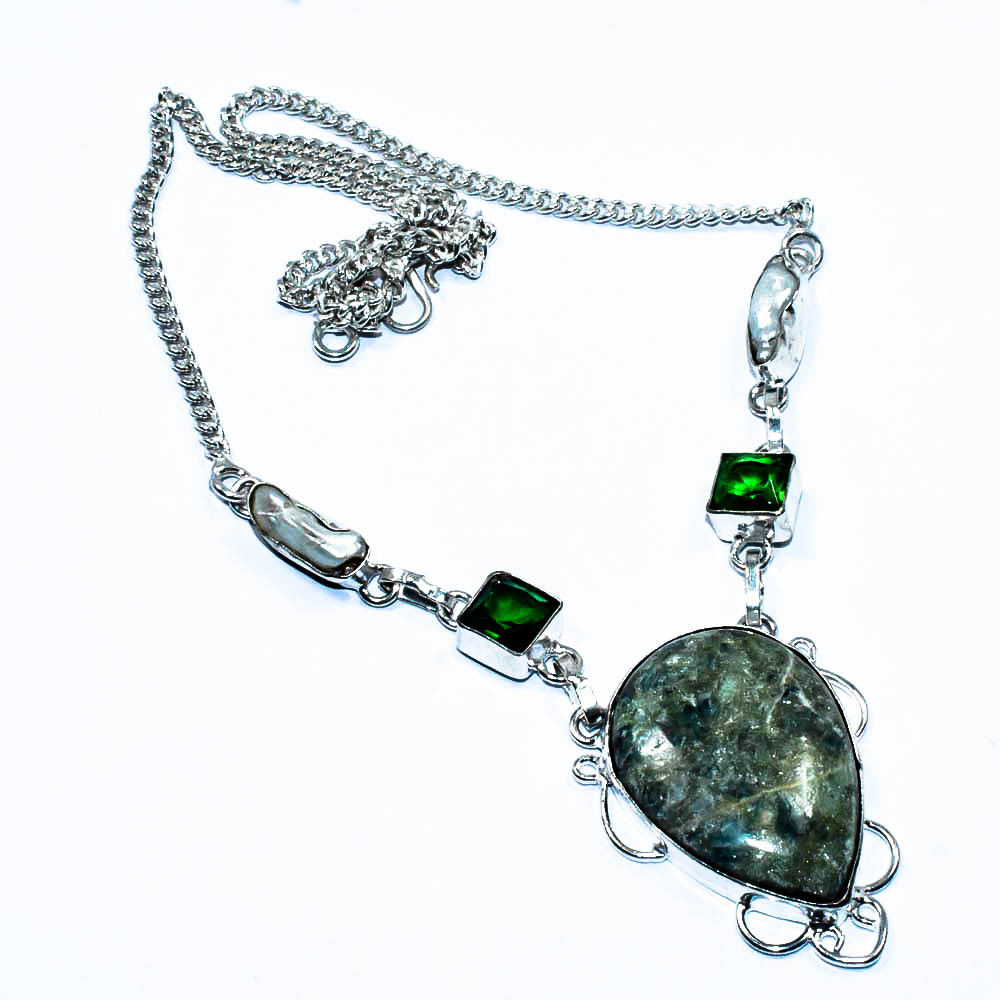 Bhuvah Chrysocolla Gemstone 925 Sterling Silver Jewelry Necklace exporter
