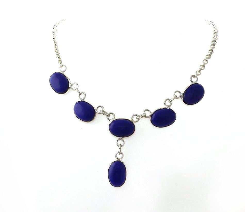 Blue Chalcedony Silver Plated Handmade Necklace Jewelry Exporter