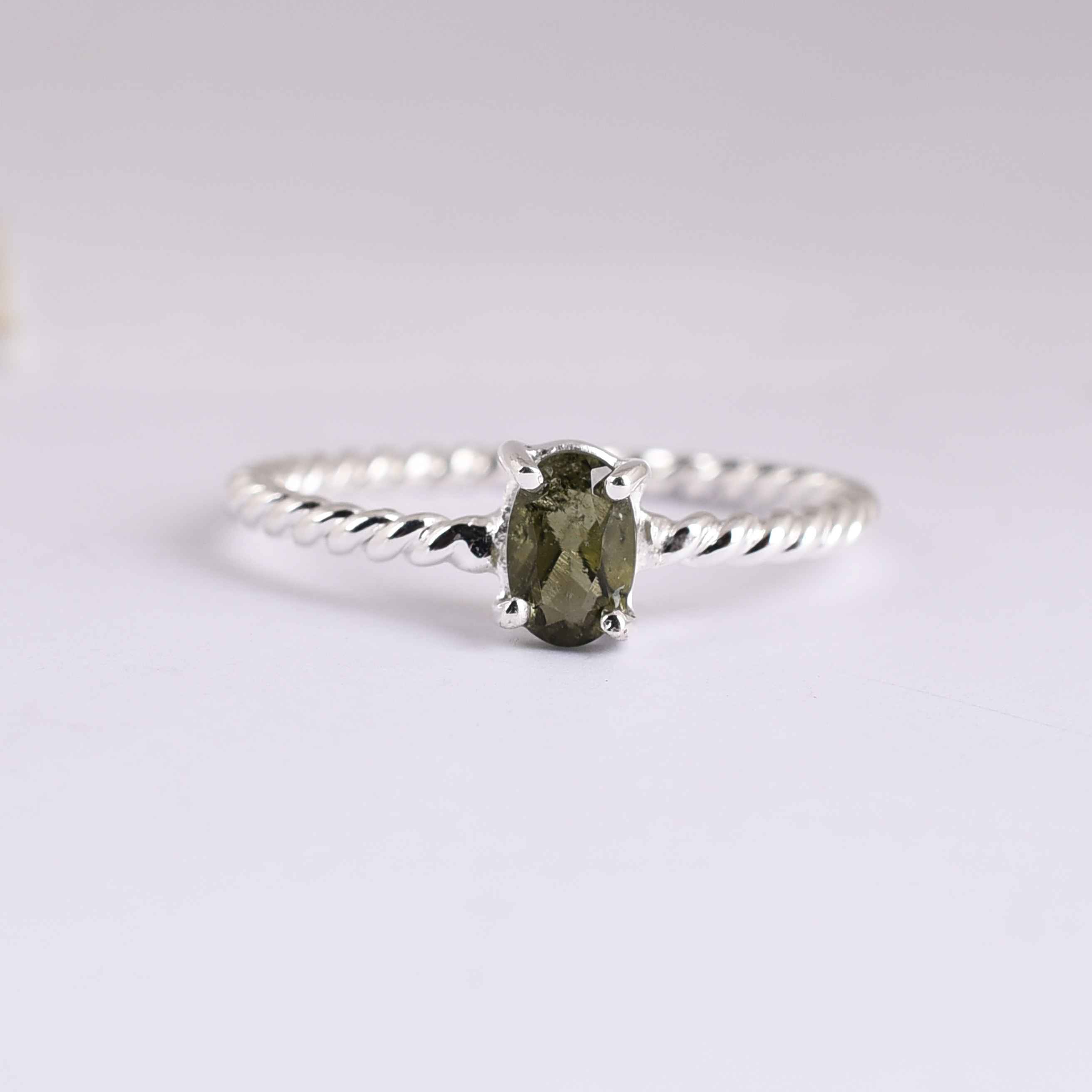 Natural Moldavit Ring  Genuine Rare Gemstone  925 Sterling Silver Supplier