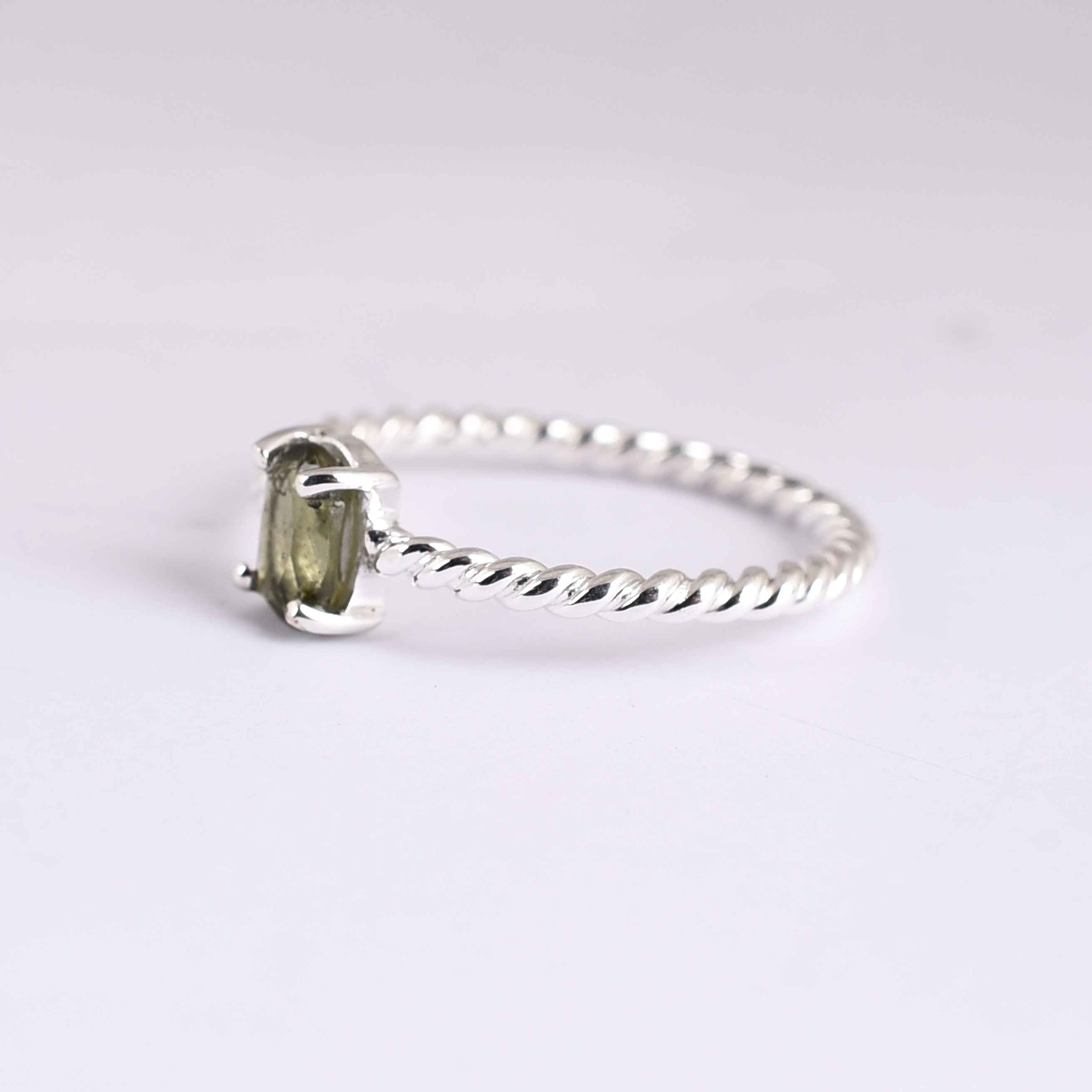 Natural Moldavit Ring  Genuine Rare Gemstone  925 Sterling Silver Supplier