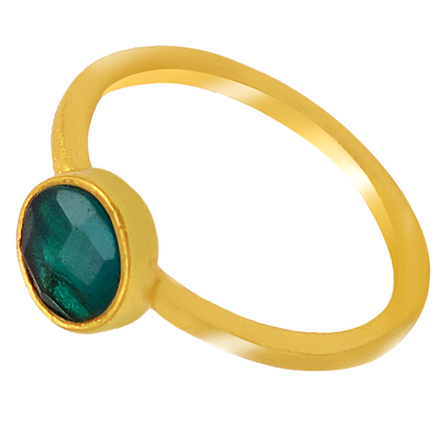 Green Emerald Sterling Silver Gold Plated Handmade Ring Wholesaler