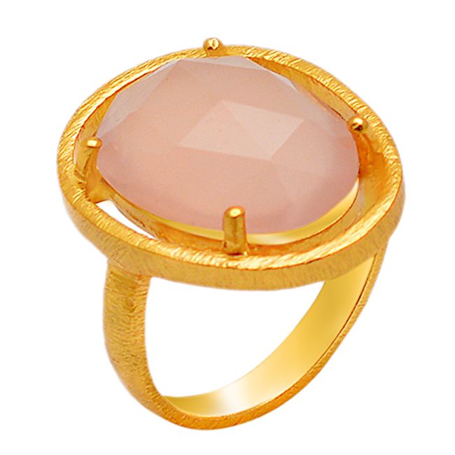 Rose Quartz Gemstone  925 Sterling Silver Ring Wholesaler