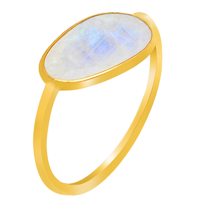 Rainbow Moonstone Silver Gold Plated Ring Jewelry Wholesaler