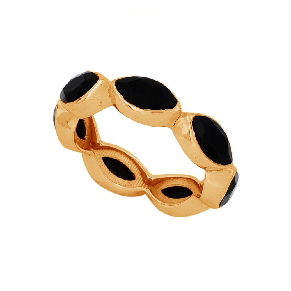 Black onyx marquise gemstone handmade eternity band ring  Wholesaler