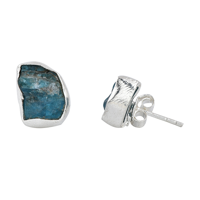 Rough Raw Stone Stud Earrings Natural Apatite Gemstone Wholesaler